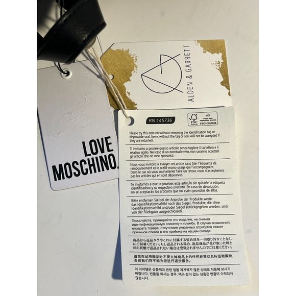 LOVE MOSCHINO Black Vegan Leather & Shearling Trimmed Backpack, NWT! $350 - Picture 9 of 10